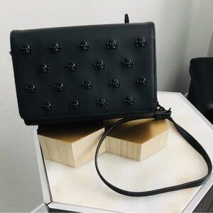 Betsey Johnson Black Skull Embossed Crossbody Bag